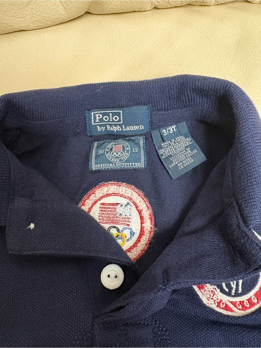 POLO RALPH LAUREN sz 3T 2012 Olympics USA Navy Mesh Polo Shirt Short Sleeve - Picture 3 of 10